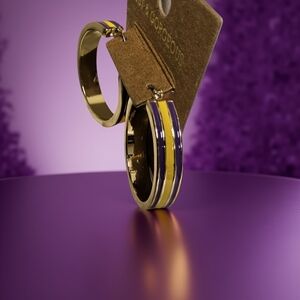 New Carolee 1st & Gorgeous Yellow and Purple goldtone Hoop Earrings